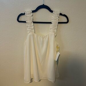 NWT CeCe Smocked White Top